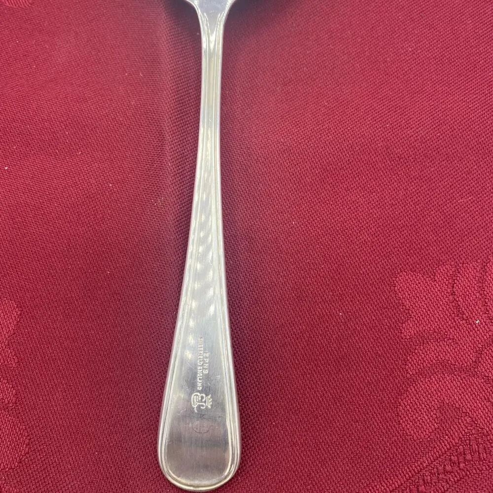 EPNS Sheffield England Serving Spoon with Embossed Fruit Design 8.5”